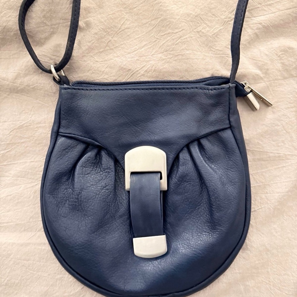 Borse in Pelle Italy Navy Leather Crossbody Bag